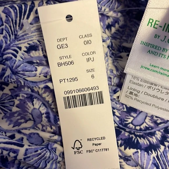 NWT J.crew Ruched sweetheart one-piece in dandelion swirl size 6 - Picture 8 of 11